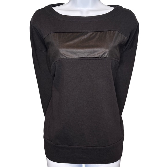 Karen Millen Tops - Karen Millen Womens Black Satin Trim Sweatshirt Sz 10 Trendy Sophisticated Chic